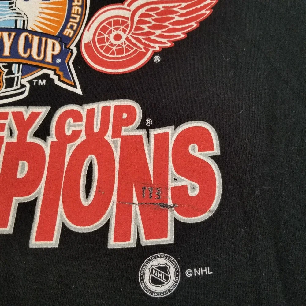 VTG Detroit Red Wings 2002 Stanley Cup Champs Black 3/4 Sleeve Shirt XL Lidstrom - Picture 3 of 10